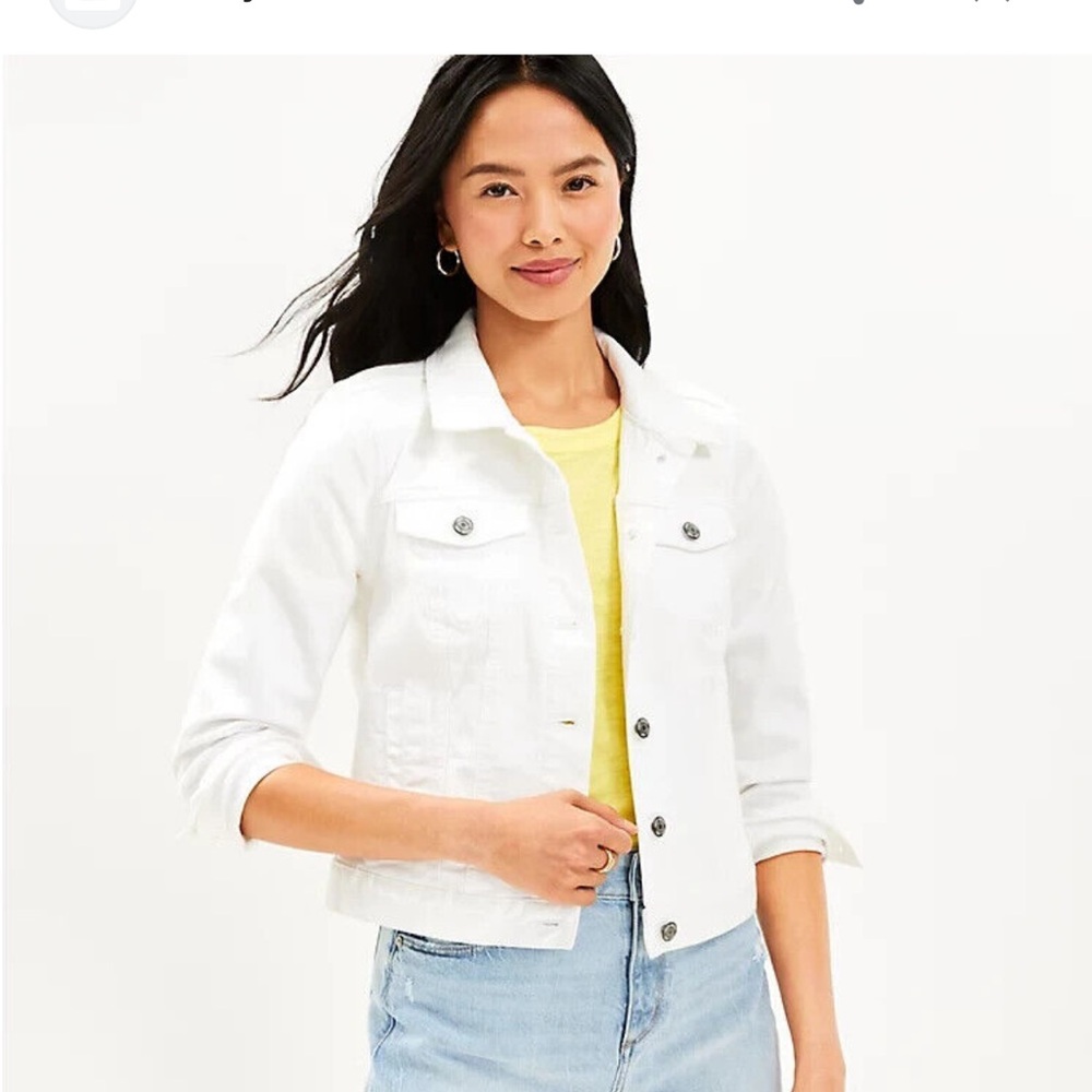 LOFT Classic White Jean Jacket